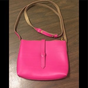 NWT J Crew hot pink leather crossbody purse
